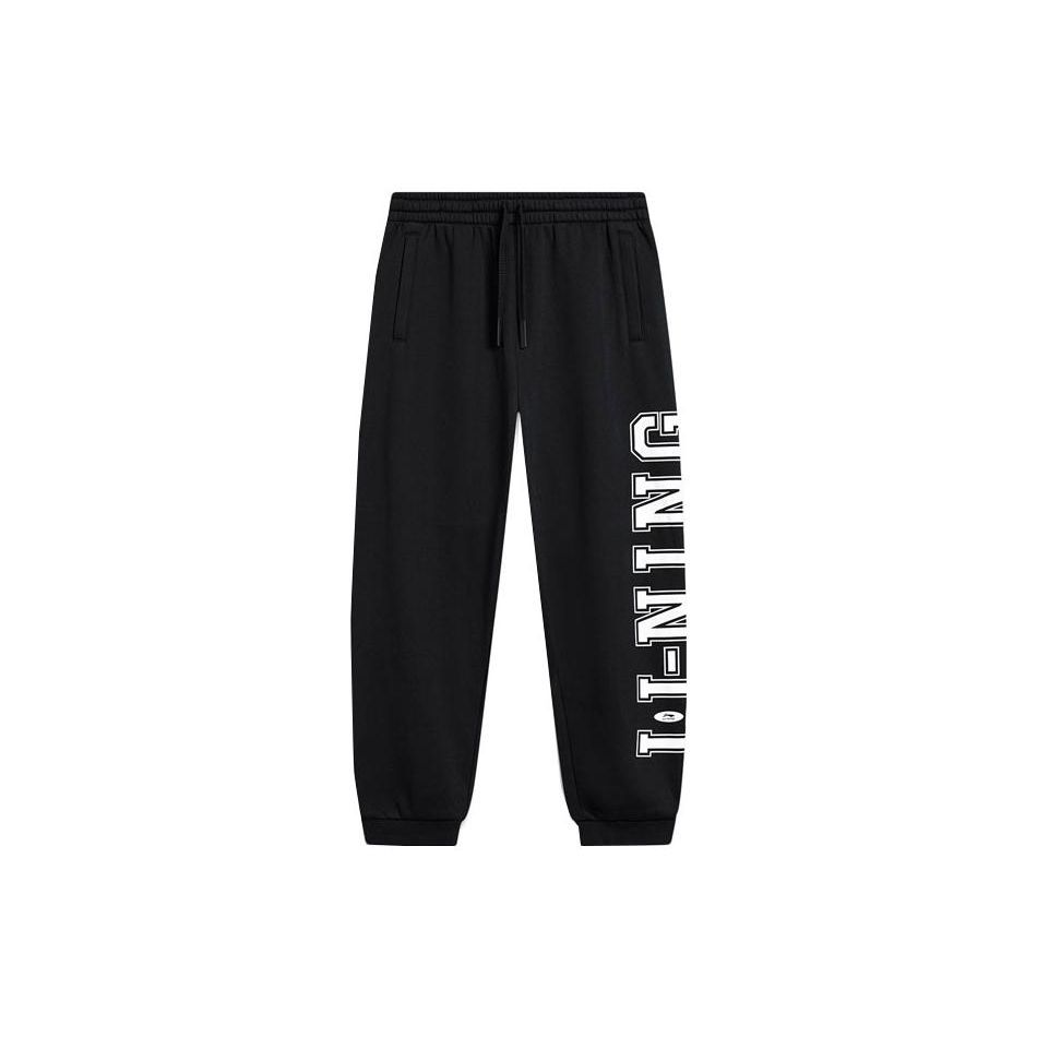 Штаны мужские спортивные Li Ning Sports Lifestyle Series Letter Mid Waist Cuffs Casual Universal Knitted Sports, черные AKLTB29-6 M black Li-Ning