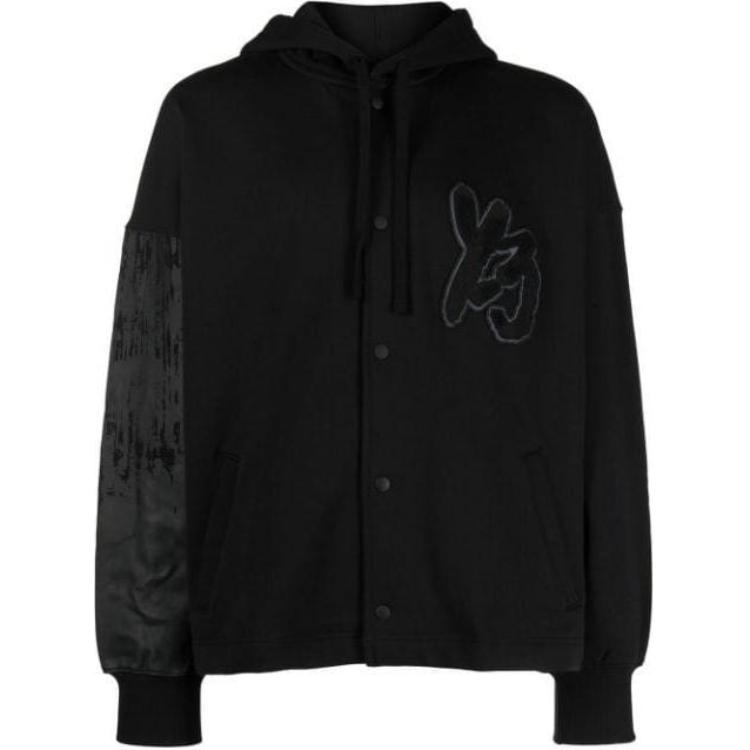 Y-3 Gfx Logo Snap Button Hoodie Мужские толстовки с капюшоном черного цвета IA3102 XL black