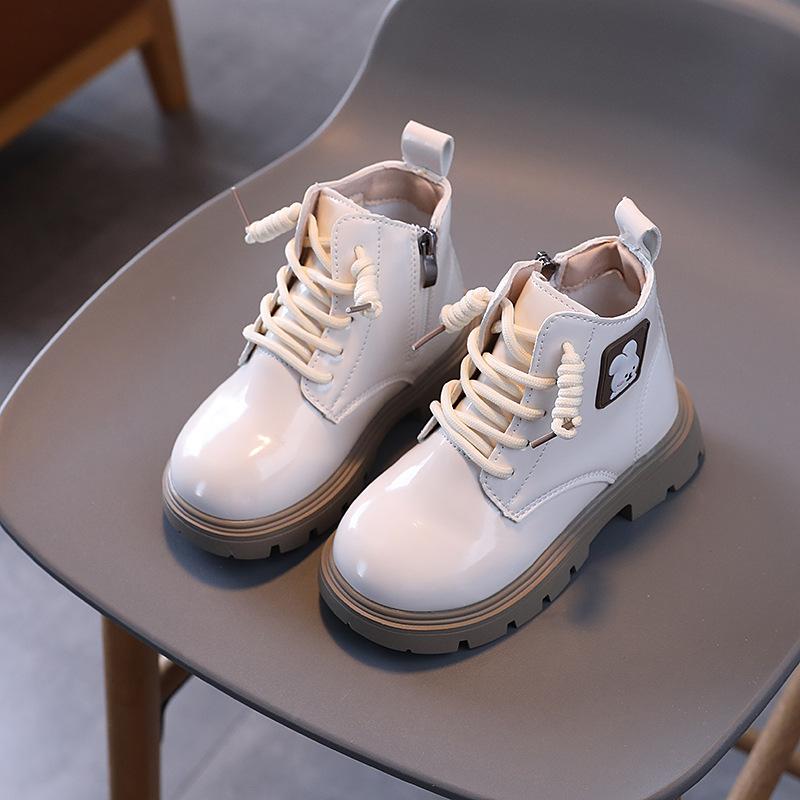 ботинки для девочек детские кожаные ботинки, детские туфли martin 21 white Gtime Shoes