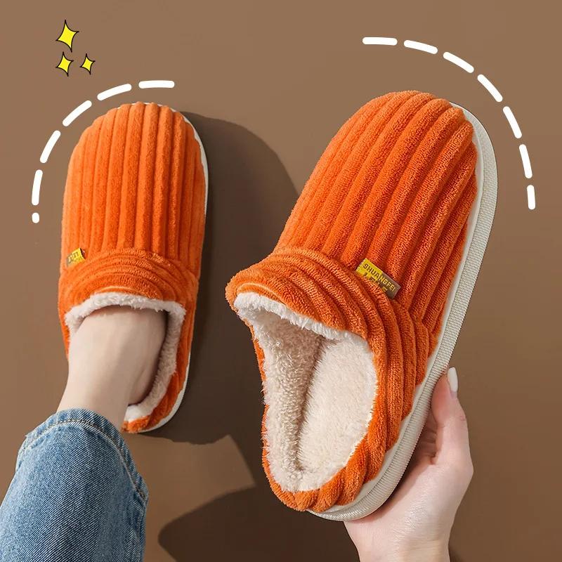 Модные плюшевые мужские тапочки из меха Litfun, зимние новые уличные теплые пушистые ботинки, домашние уютные меховые женские шлепанцы на плоской подошве, пушистые домашние хлопковые туфли 36-37 orange Trendy Vogue