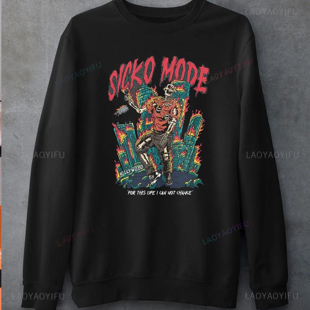 Мужская винтажная толстовка с потертостями Sicko Mode for This Life I Can Not Change Мужская уличная толстовка Одежда Хип-хоп Толстовка S gray XIXI Fashion
