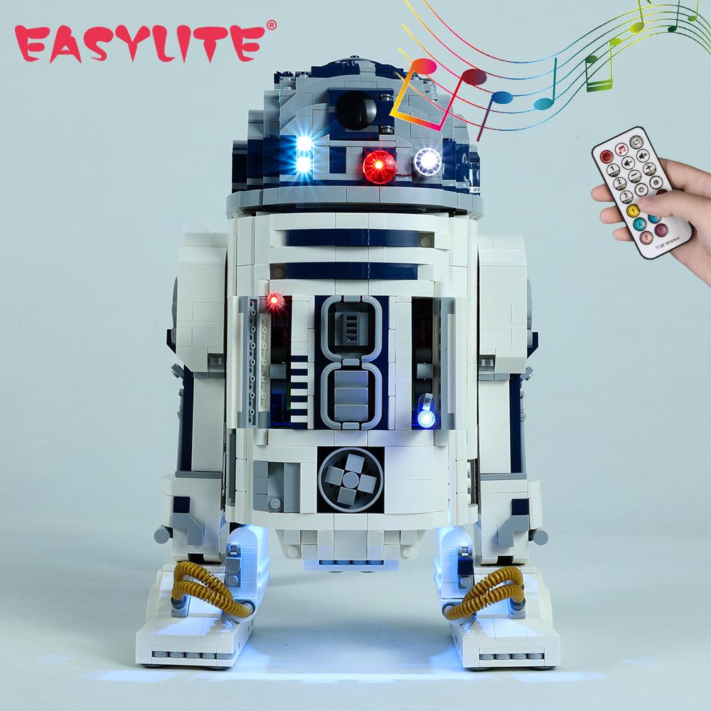 Набор светодиодного освещения EASYLITE для 75308 Star R2-D2, строительные блоки роботов, коллекционные игрушки «сделай сам», в комплект не входят только кирпичи, свет RC Version gray 91340803MA8PK4LP2C
