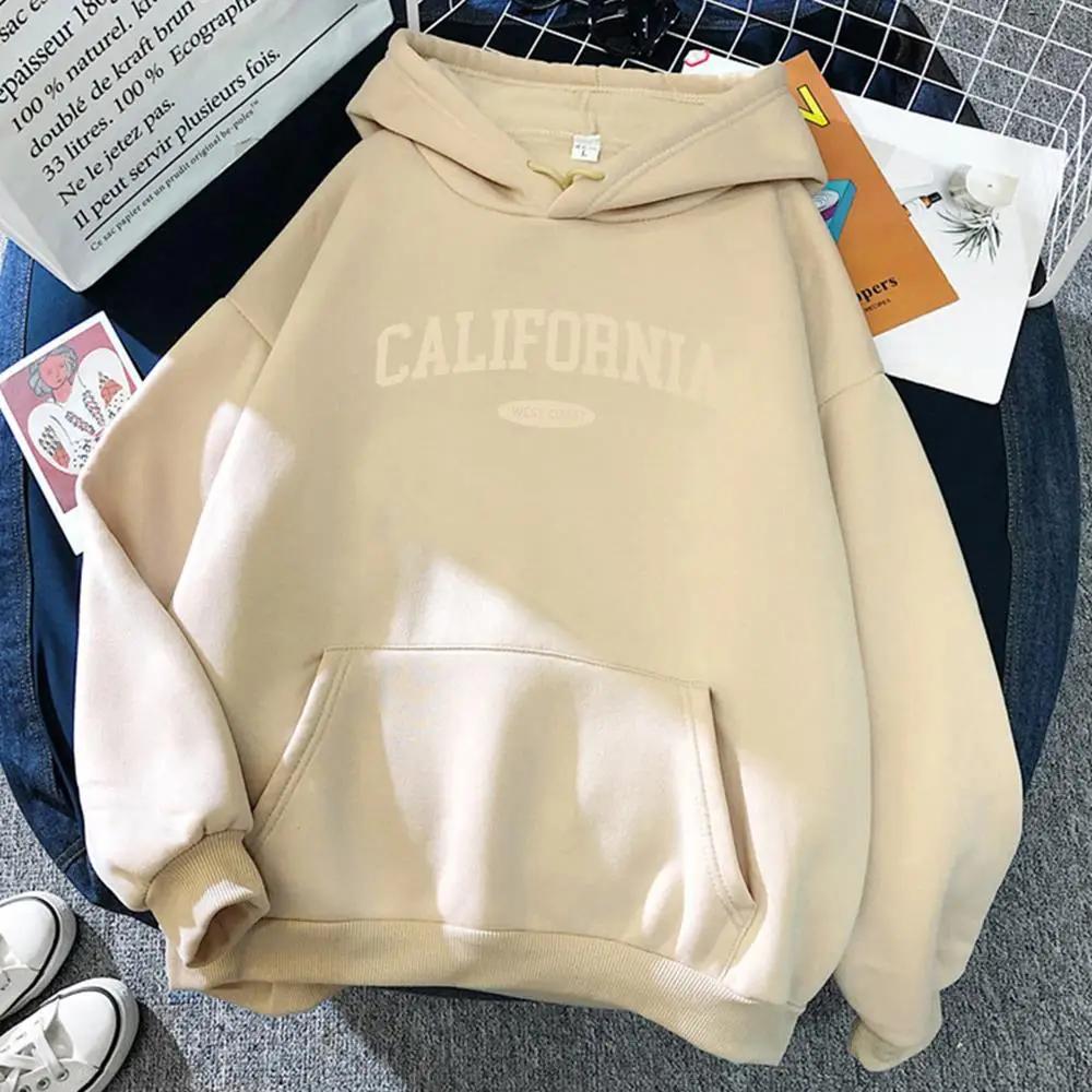 California West Coast Design Unisex Hoody Hip Hop All-Match Streetwear Pocket Crewneck Clothing Удобная женская толстовка с капюшоном из флиса L beige HN GFB Fashion