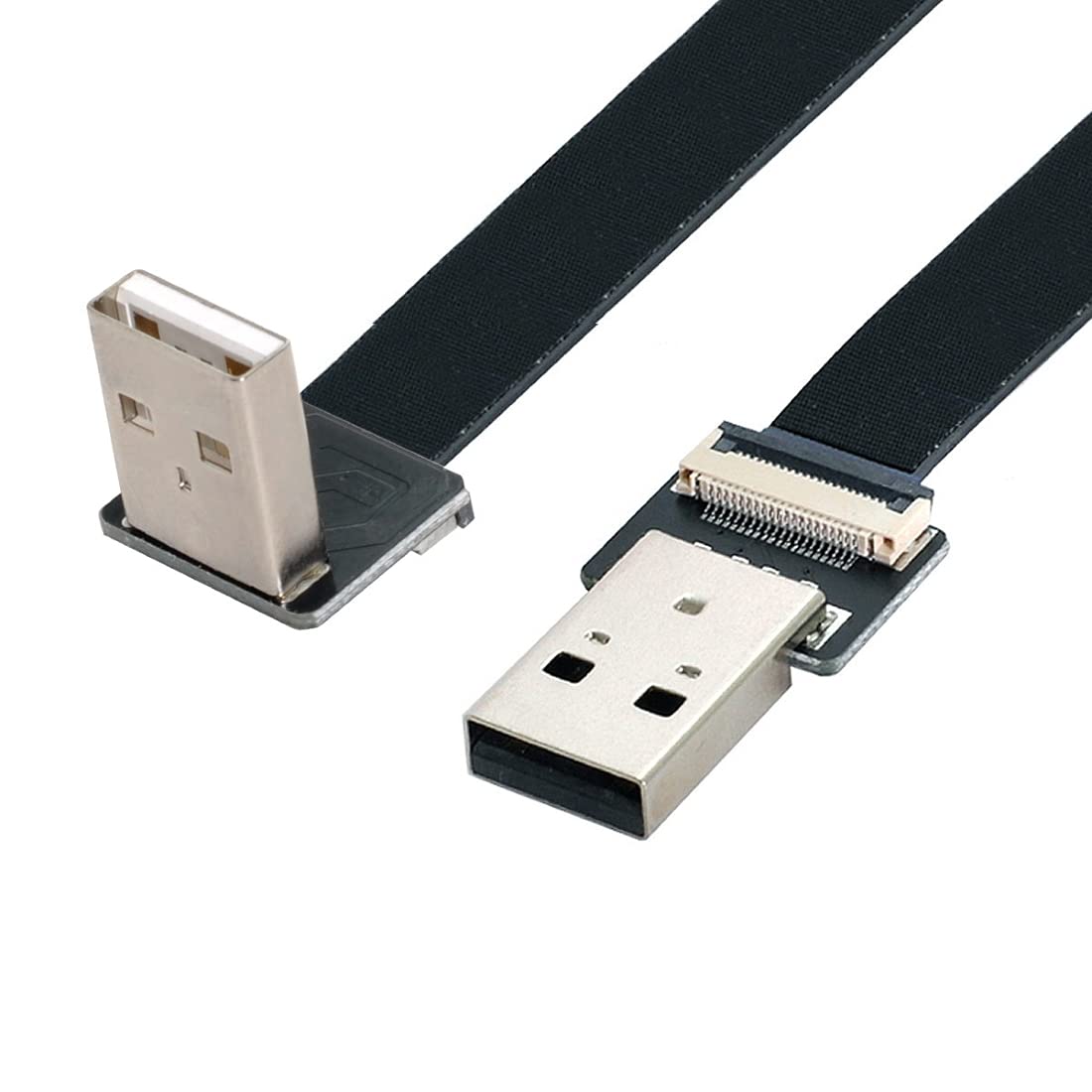 Кабель CY USB Type A Папа к Type A Папа для передачи данных Плоский Тонкий FPC Кабель Угол 90 градусов вниз для и 200см 2.0 FPV, Диски, Сканеры, Принтеры, чёрный Chenyang