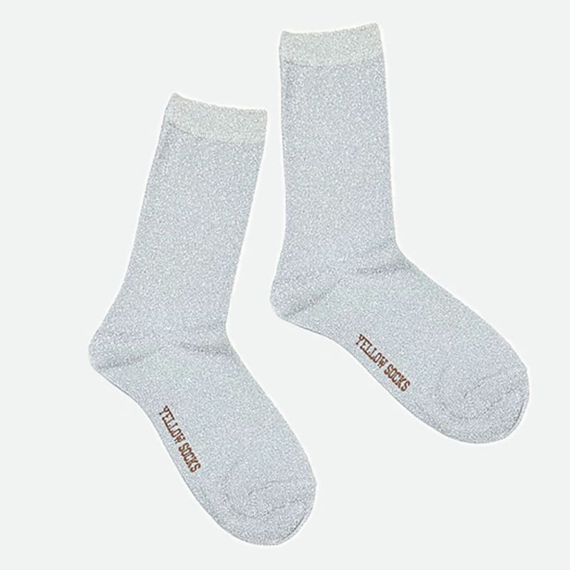 ЖЕЛТЫЕ НОСКИ С БЛЕСТКАМИ СЕРЕБРИСТОЕ НЕБО Silver Sky white Mayfashion