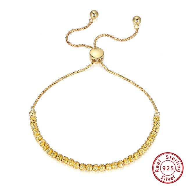 Rinntin 18k Gold Over 925 Sterling Silver -Cut Регулируемый браслет Bolo 3 мм с бусинами для женщин ручная работа итальянские украшения Sb125 beige YIRAN Jewelry