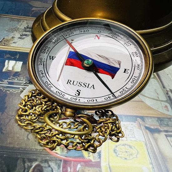 Красивый морской латунный флаг России Карманный компас white ROYAL HANDICRAFT