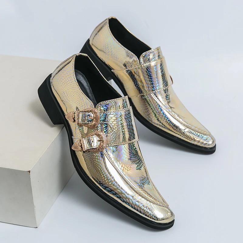 FashionHot Роскошные розовые мужские туфли из лакированной кожи Дизайнерские высококачественные туфли «Челси» с острым носком для официальных мероприятий Мужские туфли для свадебной вечеринки 35 black Modern Muse
