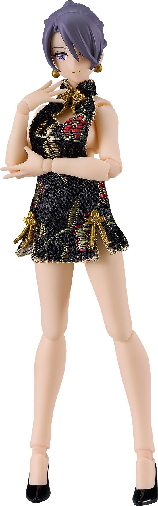 figma женское тело с мини-юбкой Китайское платье пластиковая окрашенная подвижная фигурка [Мика] [черный] немасштабная чёрный GOALMART