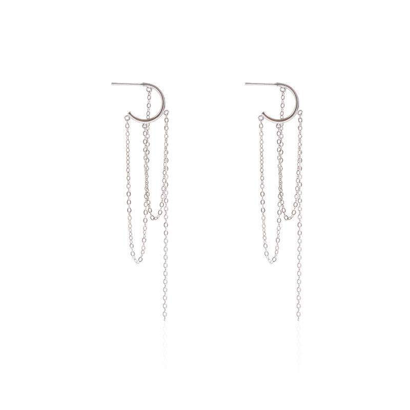 Tassel temperament shows face thin earrings exaggerated women s fashion earrings simple long earrings white Commodity Jewel