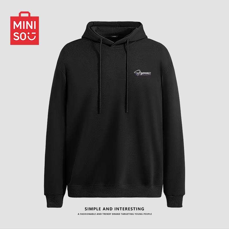Мужская толстовка с капюшоном и спущенной линией плеча MINISO L чёрный