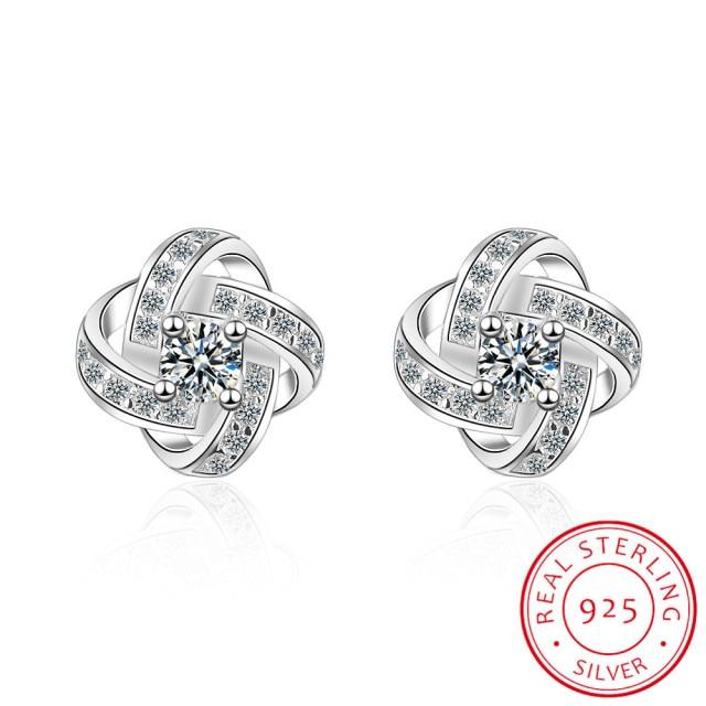 Серьги из стерлингового серебра 925 пробы для женщин Sterling-silver-jewelry Серьги-завитки Eternal Heart с циркониевым покрытием Oorbellen S-e430 белый Allbestart