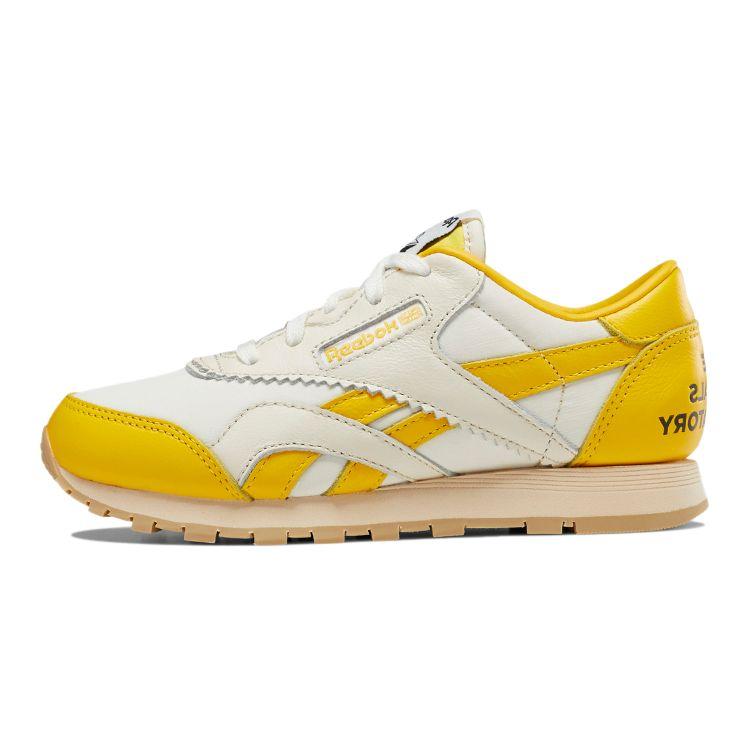 Reebok Classic Nylon Удобные Универсальные Низкие Детские Беговые Кроссовки Детские Беговые Кроссовки Белый Лимонно-Желтый EG1468 27 beige