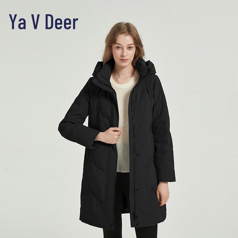 Женский длинный пуховик Ya Lu со съемным капюшоном 2XL чёрный JDST SELECTION