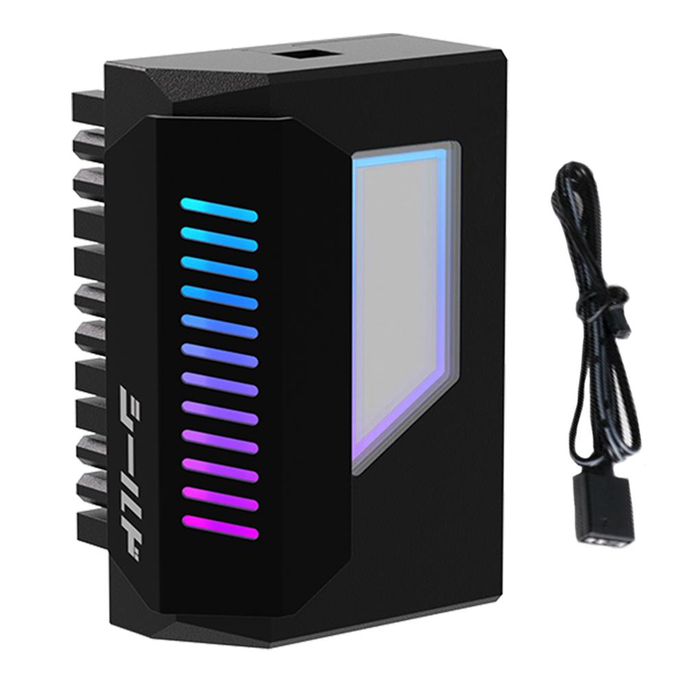 Переходник ATX 24 пин 180 градусов с ARGB-подсветкой «Бесконечное зеркало» Угловой 24-контактный переходник для материнской платы компьютера Блок питания ATX чёрный Aura Living