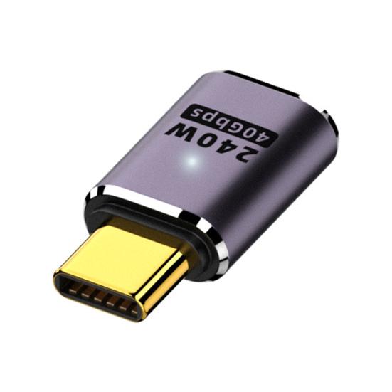 USB C адаптер с прямым углом 240 Вт PD 8K@60 Гц видео зарядный адаптер 40 Гбит/с передача данных светодиодный металлический адаптер для MacBook Pro для iPad Pro A gray manshanwangluo