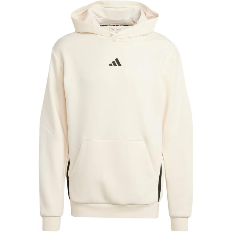 Adidas Разработанный для тренировок с капюшоном с принтом логотипа, пуловер с длинным рукавом, мужские толстовки с капюшоном бежевого цвета JI6259 L white