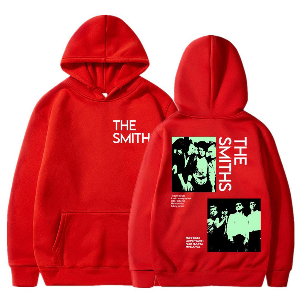 Худи с графикой группы The Smiths Мужские Женские Модные Готические Винтажные Толстовки Флис Оверсайз Повседневные С Длинным Рукавом Уличная Одежда S red XIXI Fashion