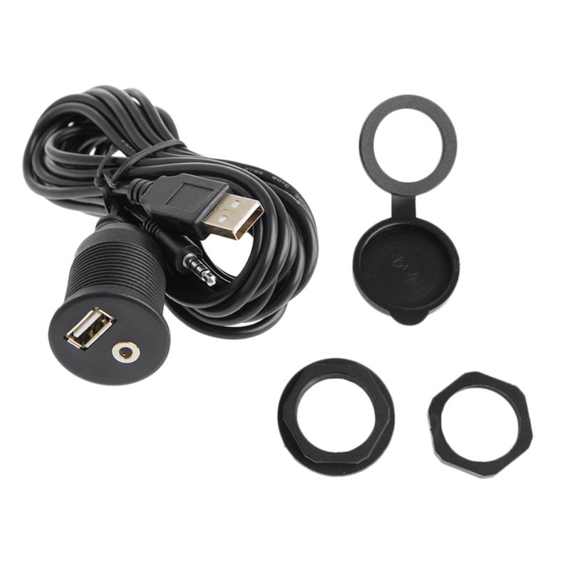 USB 3,5 мм 1/8 дюйма Aux Удлинительный кабель Кабель Монтажная панель Автомобиль Лодка Приборная панель Врезной монтаж 1 black Insiders