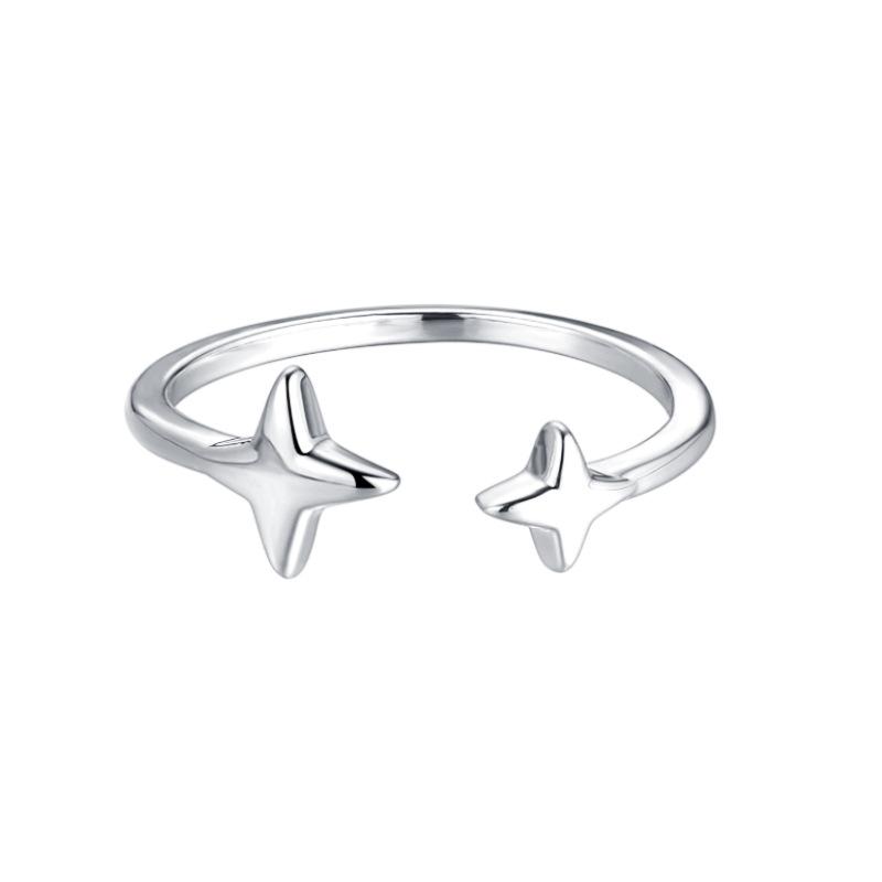Кольцо со звездой и цирконами Cross Flash Diamond Star Light Кольцо-открывашка со звездой Близнецы Кольцо на указательный палец со звездой Нишевый дизайн Простой Adjustable opening white BEE BoBo