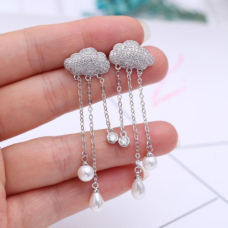 Новые серьги с микроинкрустацией цирконием Weather Cloud Earrings Crystal от австрийского оптового женского ювелирного магазина Woman Fine Jewelry Earrings brown Wucifang Jewelry