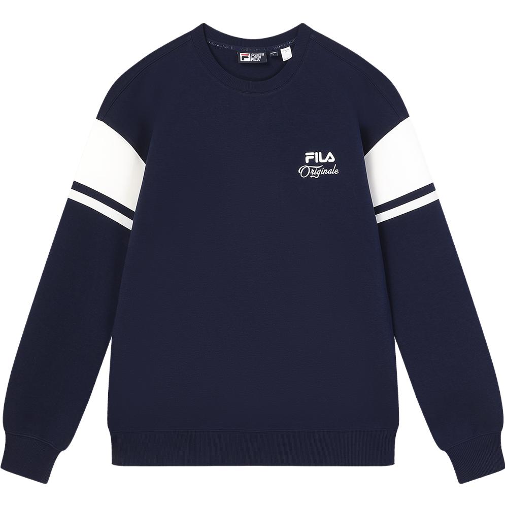 FILA 2023 Зима Новый Вязаный Пуловер Повседневный Тренд Сшитый Свитшот с Круглым Вырезом Мужской свитшот Легендарный-Синий F11M349203FDB XL black