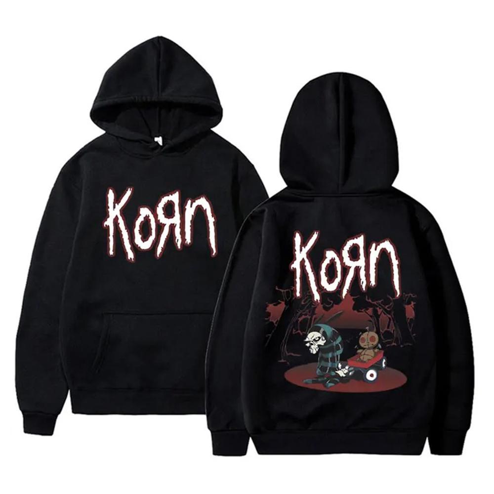 Толстовка с капюшоном Rock Band Korn Graphic для мужчин и женщин, флис, хлопок, свободный свитшот, топы, мужская винтажная готическая одежда S black Enter Boutique Sports Clothing Collection