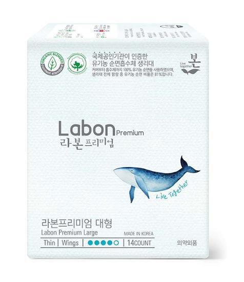 Labon Premium Organic Cotton Absorbent Ultra Wings 3 шт. в упаковке, выберите 2 типа (Средний 16P / Большой 14P) Large 14P * 3 packs white K dress beauty