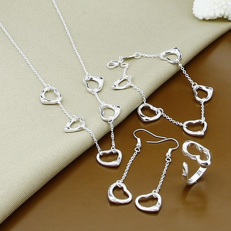 Accessories 5, Heart Necklace Bracelet, Earrings, Ring Set T119 white Commodity Jewel