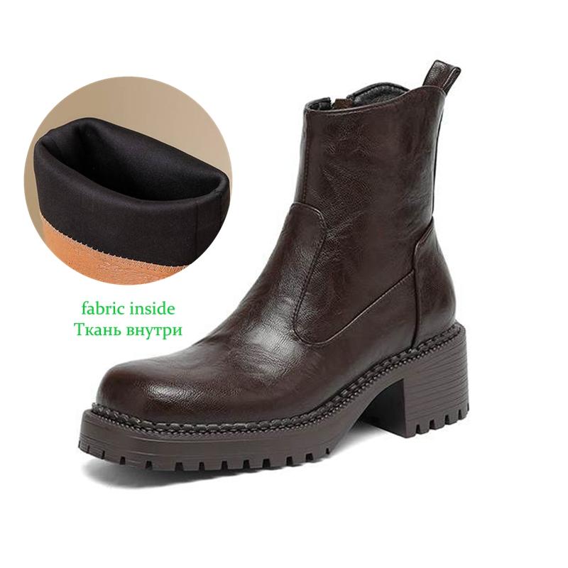 Krazing Pot Microfiber Winter Round Toe Modern Platform Size 33 Boots Size 43 Thick Bottom Women Ankle Boots 34 black
