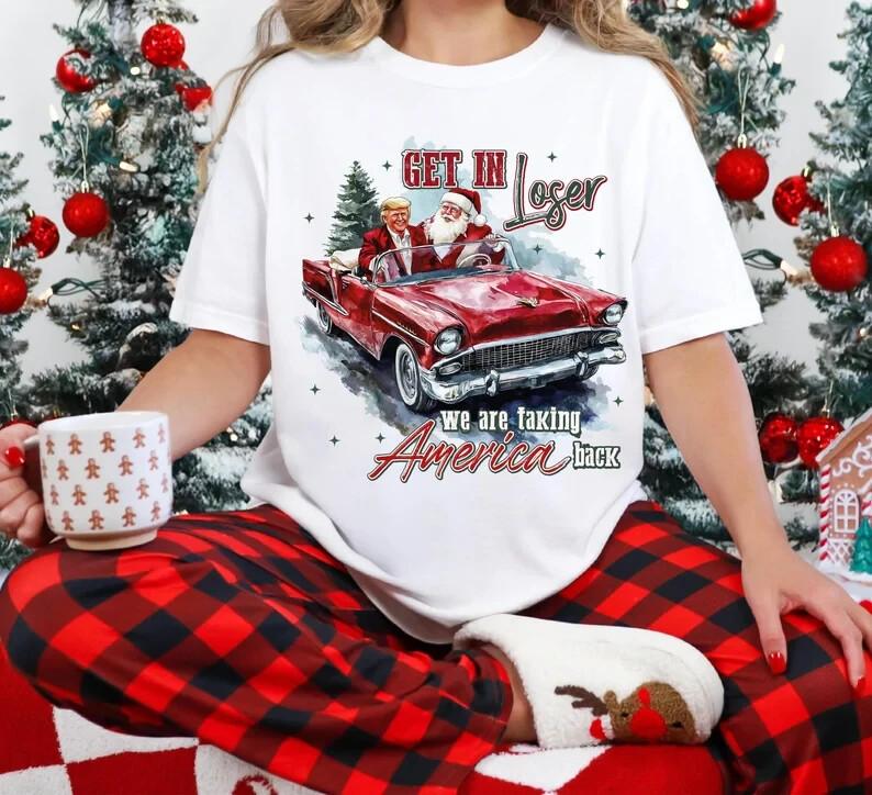 Get in Loser Рубашка, Рубашка Трампа, Рубашка Трампа Санта, Рождественская Рубашка, Республиканская Рубашка-Унисекс L gray B3sicTee66