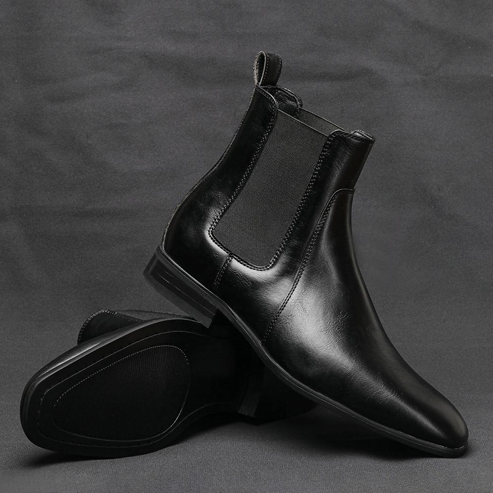 40~46 Челси Мужские   Удобные Модные Кожаные Ботинки 40 black Fashion Shoes CSWO01