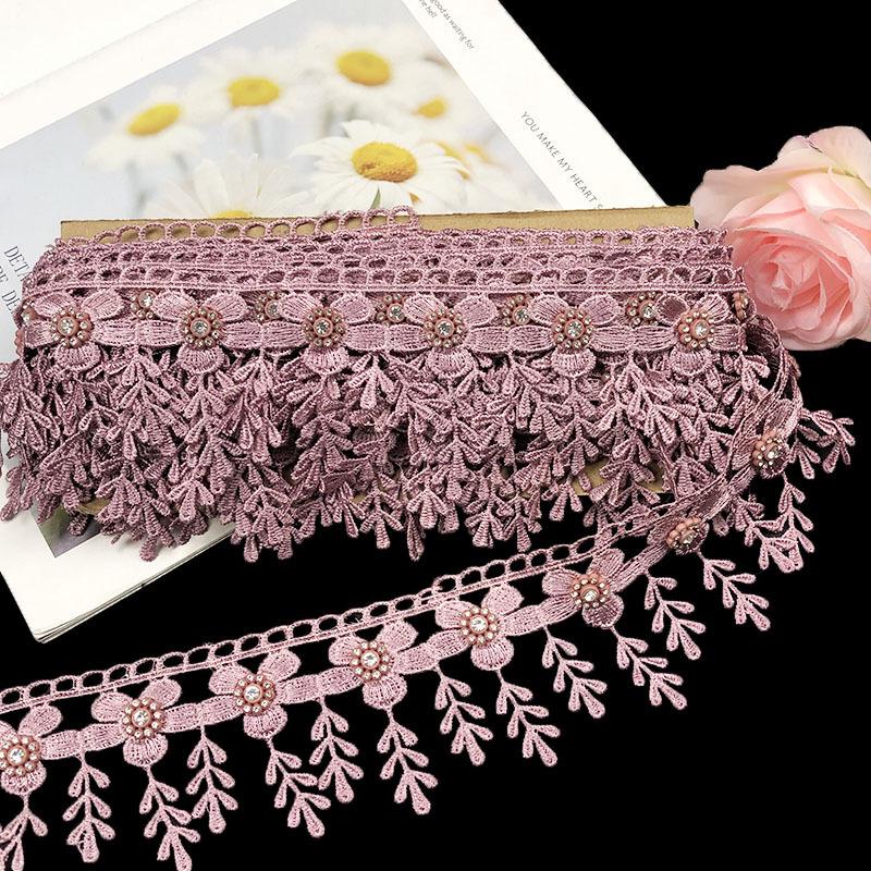 2023 1 шт. 7 м ручной работы из бисера кружево Diy занавеска из бисера Cheongsam Hanfu аксессуары кулон кисточка жемчужная лента 7.5cm/7.5 yards gray To Be