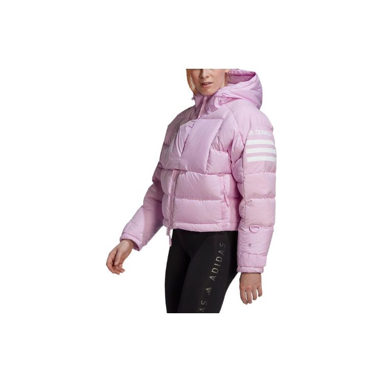 Женская куртка Adidas Three Stripe с принтом, короткая пуховая куртка с капюшоном, розовая, HG3164 L gray