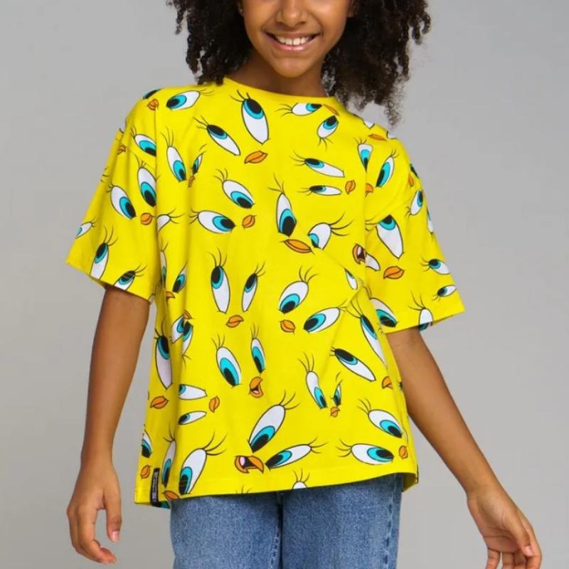 Cartoon 3d Printing T-Shirt Girl Clothes Short Sleeve Children s Clothing 4 To 15 Years T Shirts Kawaii Tops Girls Summer Tees 170 жёлтый HerSight