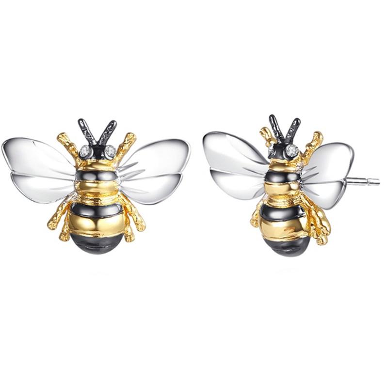 Серьги-гвоздики Huitan Creative Yellow Honey Bee Shape, милый подарок на день рождения для девушки, простые стильные серьги в виде животных, женские модные украшения beige Wedding decoration