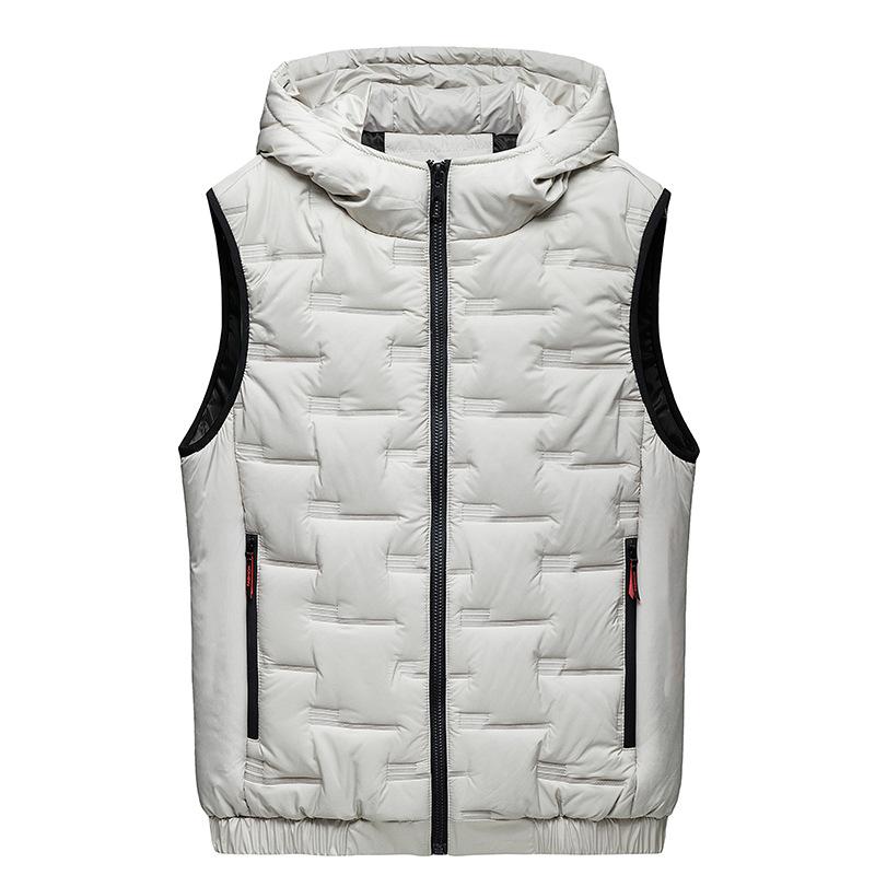 Мужской осенне-зимний теплый жилет с капюшоном, повседневный жилет без рукавов большого размера, хлопковый жилет с подкладкой, топы XS white STARR MALL