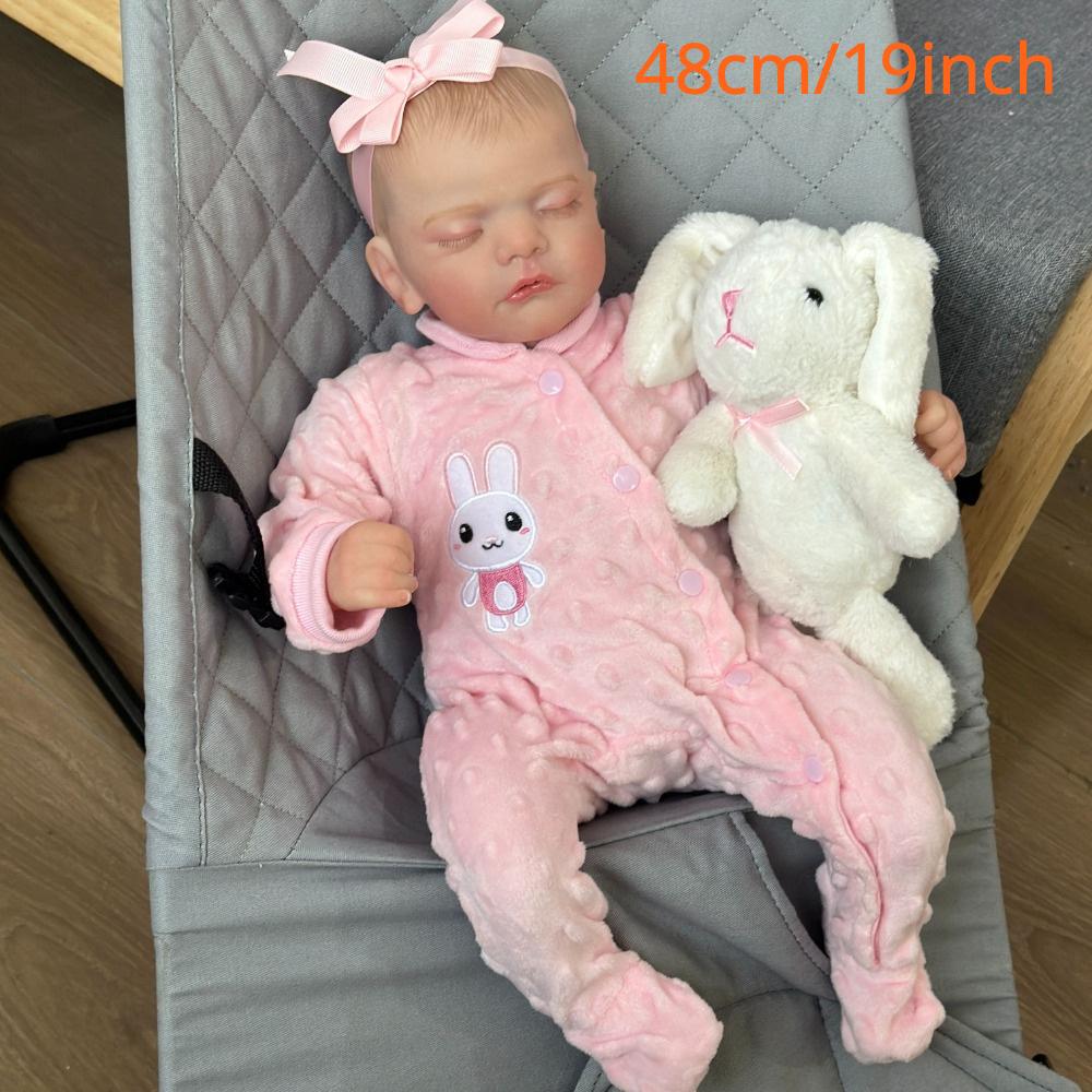 BZDOLL 48 см Младенец из мягкого винила, спящий, кукла реборн с 3D-росписью кожи и видимыми венами, 19 дюймов, игрушка для новорожденной девочки для ребенка, искусство, милый подарок на день рождения cloth body doll white BZDOLL Reborn