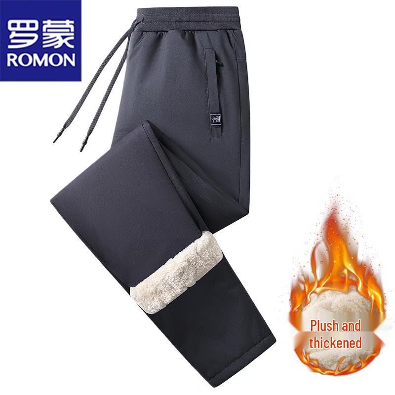 Мужские зимние повседневные брюки ROMON с флисовой подкладкой 2XL black