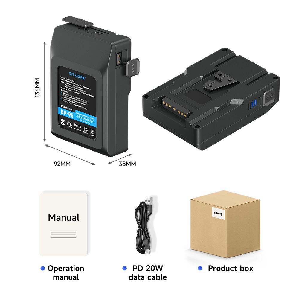 14,8 В V-Lock BP Батареи V-образное крепление Батарея Type-C Micro Быстрая зарядка для светодиодных видеокамер, смартфонов, видеокамер, трансляций black Cityork