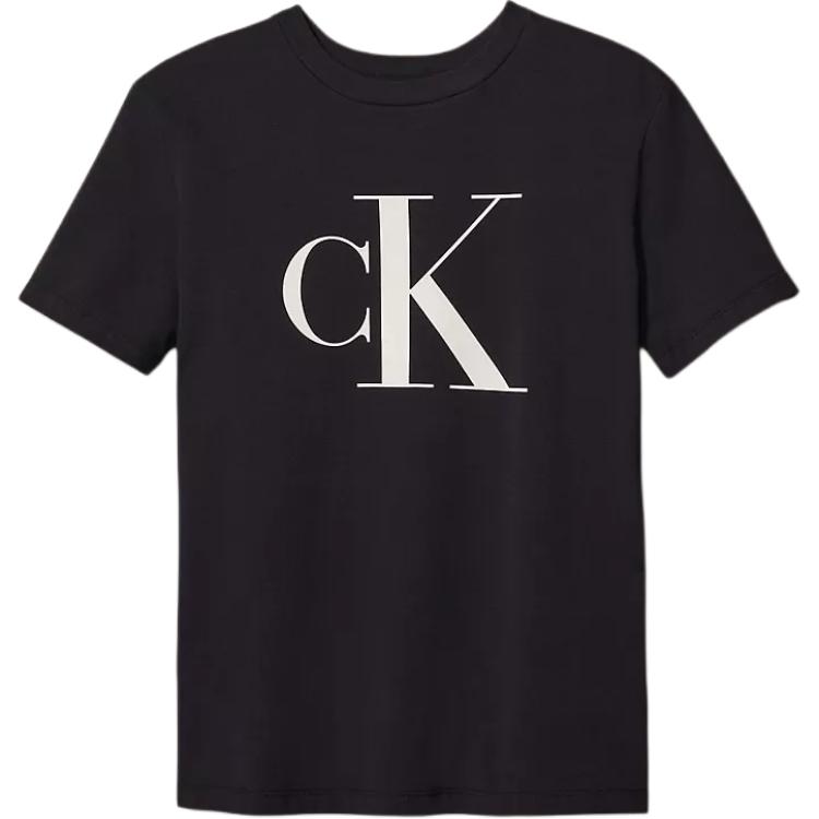 Calvin Klein Skin-Friendly Comfortable Letter Logo Crew Neck Short Sleeve Regular T-Shirt Women Tops Black 40909WP-001 S white