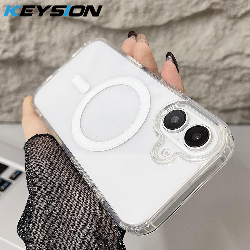 KEYISON Чехол с кнопкой управления камерой для iPhone 16 Pro Max 16 Plus для MagSafe магнитной беспроводной зарядки прозрачная крышка for iPhone 16 чистый KEYSION