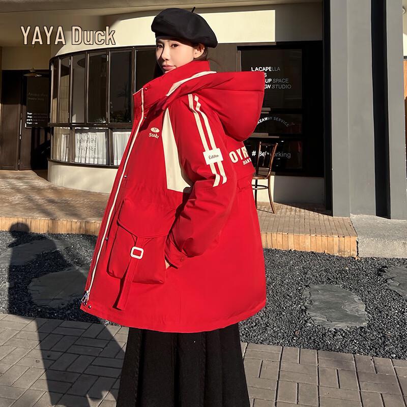 Женский утолщенный пуховик YAYA в стиле Майяр, прилегающего силуэта S красный JDST SELECTION