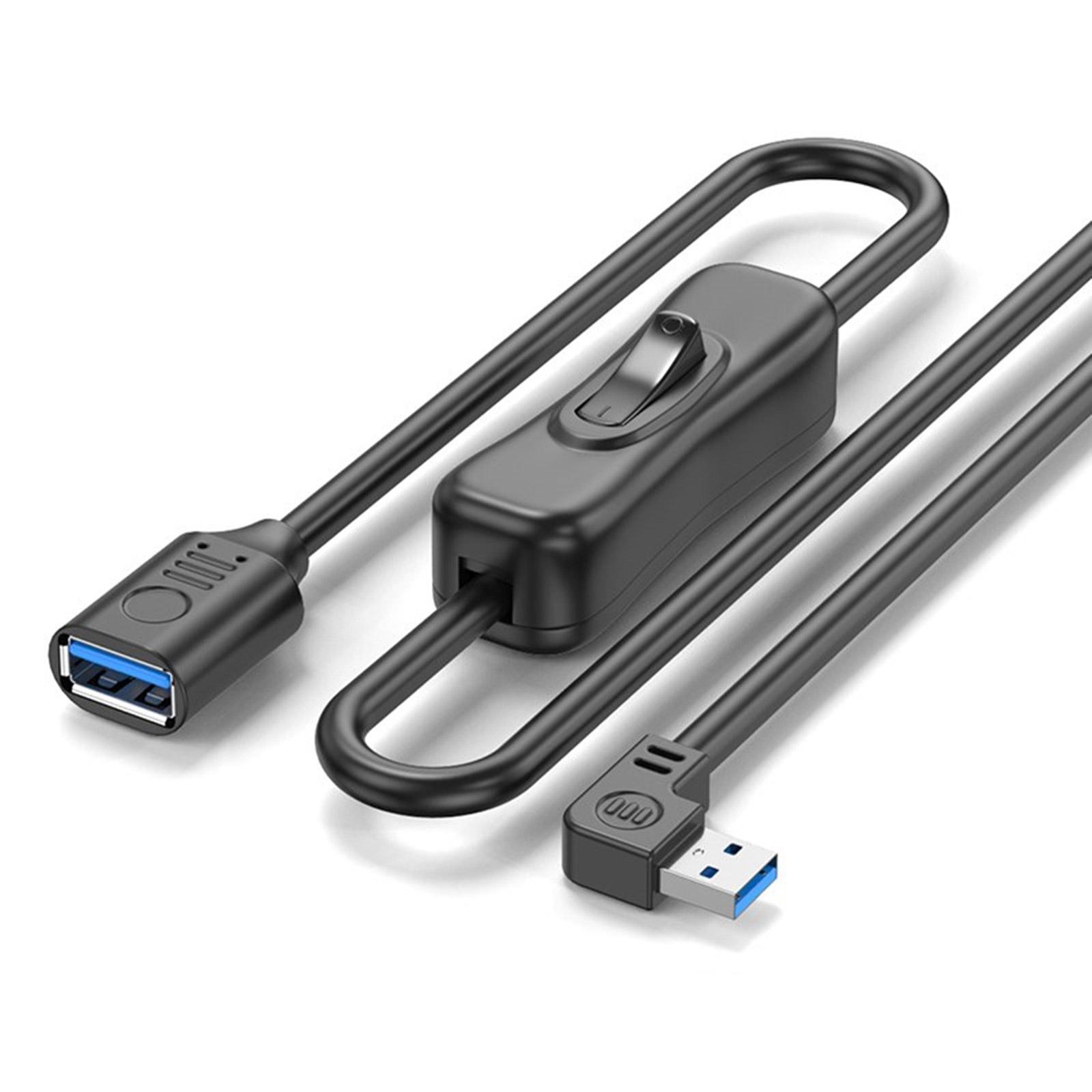 Кабель-удлинитель USB3.0 с кнопкой питания, шнур-удлинитель «папа-мама», поддержка передачи данных 5 Гбит/с для USB-вентилятора/принтеров/ламп 15-Left gray Brioche