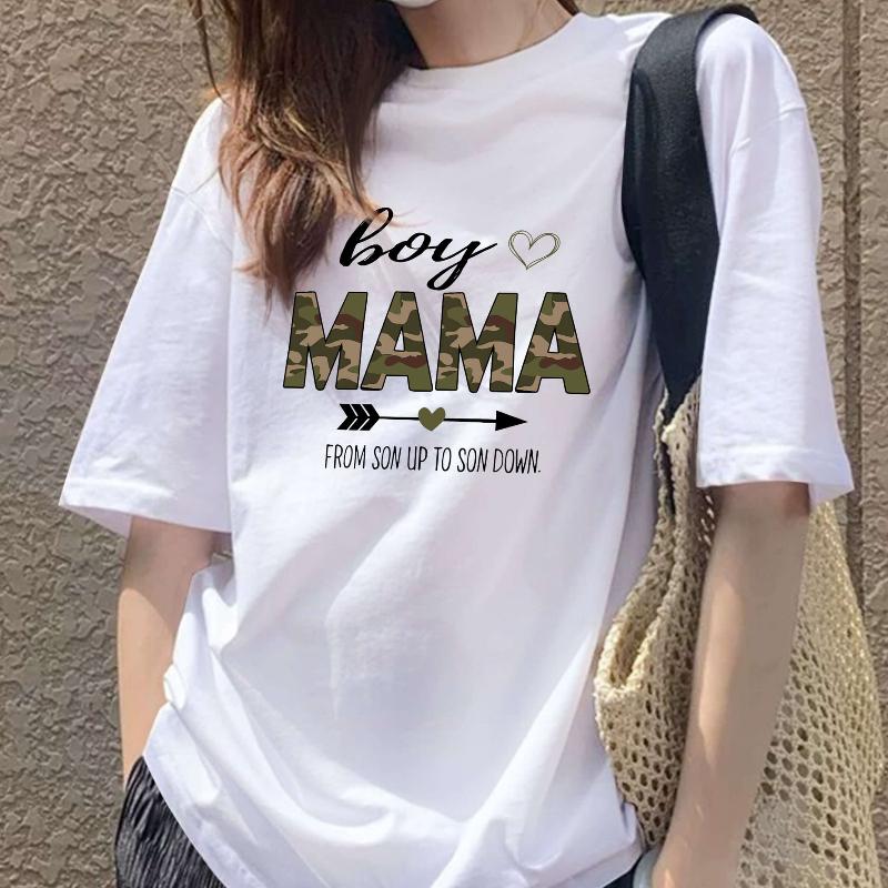 Loose Printed Women s Short Sleeve T-Shirt, Suitable for Street S белый MARS-Women Plus
