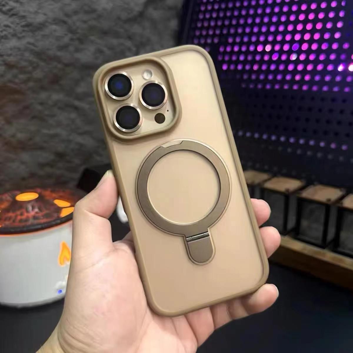 Роскошный чехол с беспроводной зарядкой MagSafe для iPhone 1116 12 13 14 15 17 Pro Max Plus Магнитное кольцо-подставка Защитная крышка для камеры For iPhone 14 gray Phone Case CSWO02