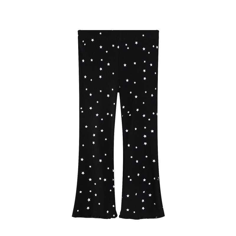 [in Stock New Product] Girls  Black Star Leggings Autumn Toddler Flared Baby Nine-Point Pants Children s Trousers 1408 2t Recommended Height Is 80-90 black TAOMall