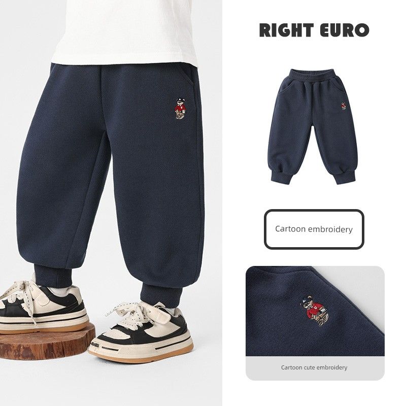 Boys  Academy Style Bear Series Casual Sports Pants 2026 New Spring and Autumn Children s Toddler Sweatpants Trendy Navy blue 130 black TAOMall