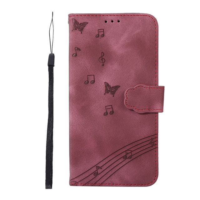 Кожаный откидной чехол для телефона Samsung Galaxy S23 Ultra S22 S21 S20 Fe S9 S10 Plus Note 20 10 9, чехлы с 3d-принтом персонала и бабочкой Samsung S10 Plus темно-красного Bai Fen Bai-Digital 3C