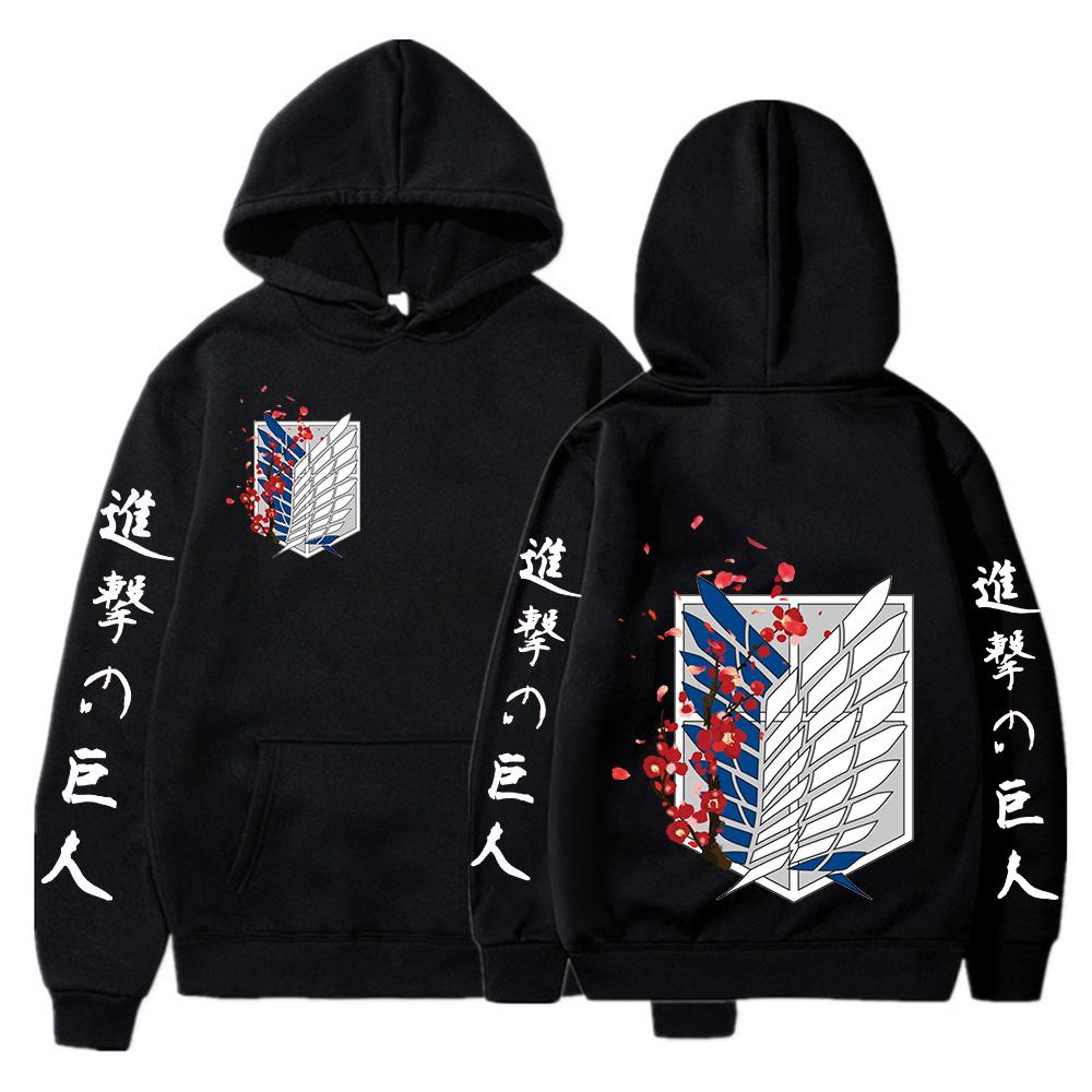 Худи женское Attack On Titan, модное, с принтом Харадзюку, аниме-худи, унисекс, уличная одежда, топы, толстовка, женская одежда L black LovelyFASHION